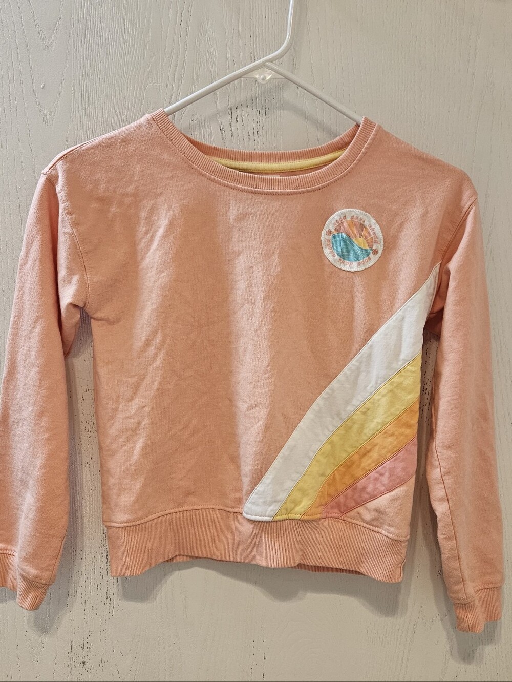 C&C California Kids Pink Rainbow Stripe Crewneck Sweatshirt